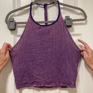 Purple acid wash crop halter top